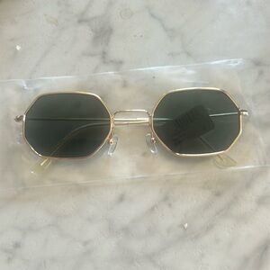 Nordstrom Gold Black Octagon Metal Sunglasses